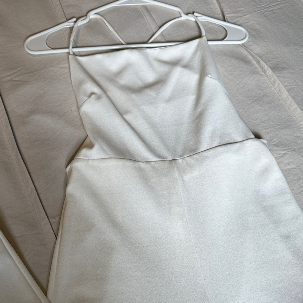 Blue Blush white backless crisscross strap jumpsuit